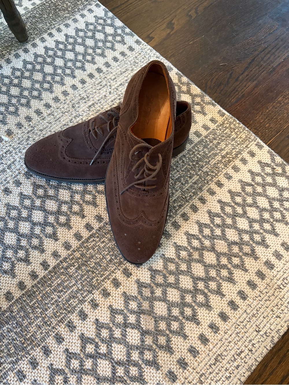 Men's Brown Suede Wingtip Dress Shoes